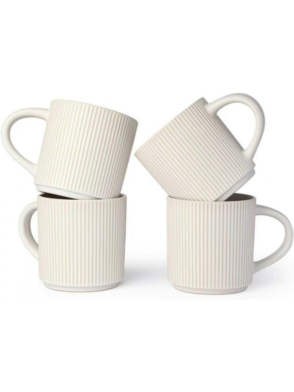 Matte White Ceramic Coffee Mugs Set of 4 - 12oz Dishwasher & Microwave Safe Cups